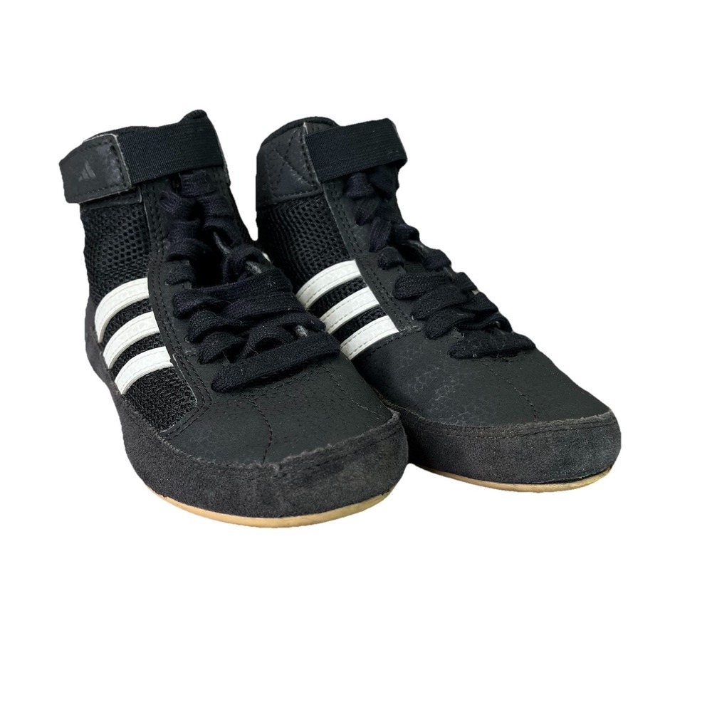 Adidas HVC 2 Wrestling Shoes - Youth Little Boys Size 12 - Black/White AQ3327
